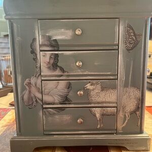 NEW Vintage Gray Jewelry Organizer - Chalkpainted one of a kind